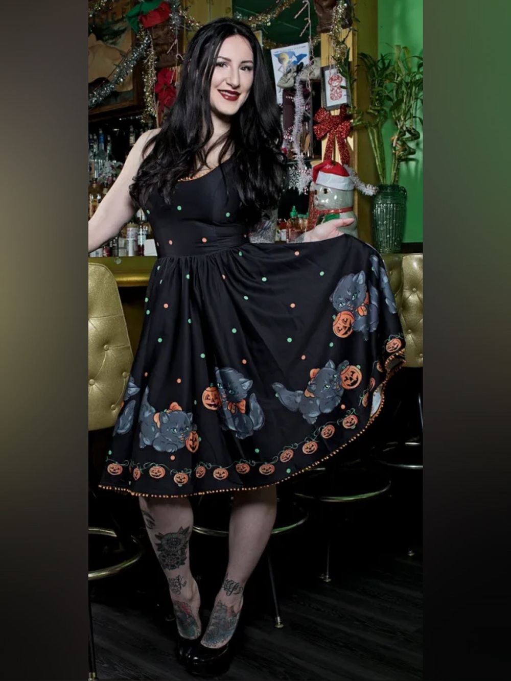 Sourpuss - Feline Spooky Sweets Dress Cat Pumpkin - S